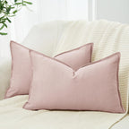 Linen & Cotton Blend Cushion Covers - Twin-Pack - Pink