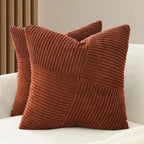 Corduroy Windmill-Inspired Cushion Covers - Twin-Pack - Brick - 45cm x 45cm