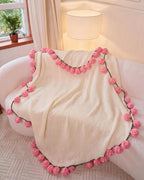 3-in-1 Round Rosebud Knit Throw - Pink, 130cm Diameter