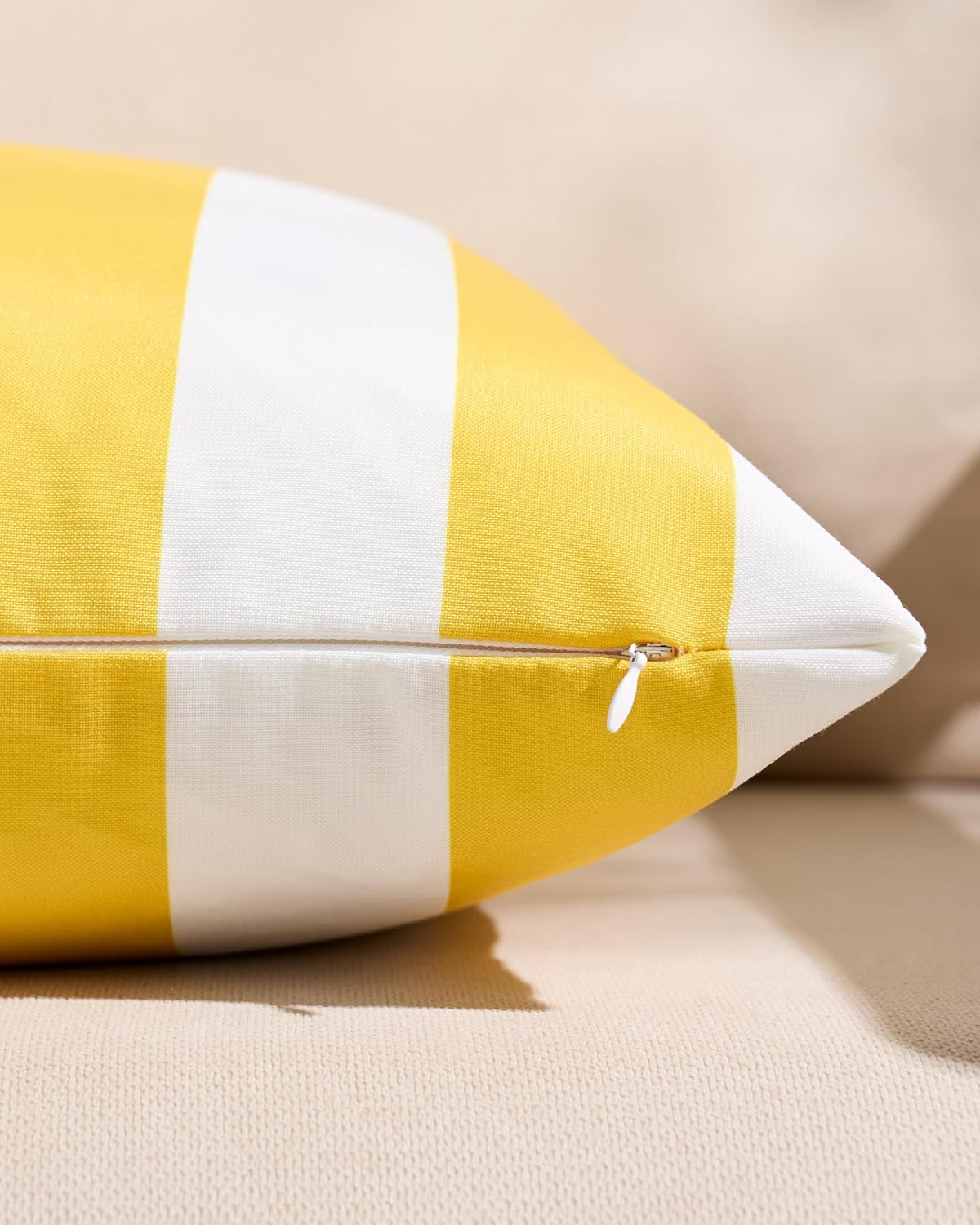 Striped Outdoor Waterproof Cushion Covers Yellow 45x45cm