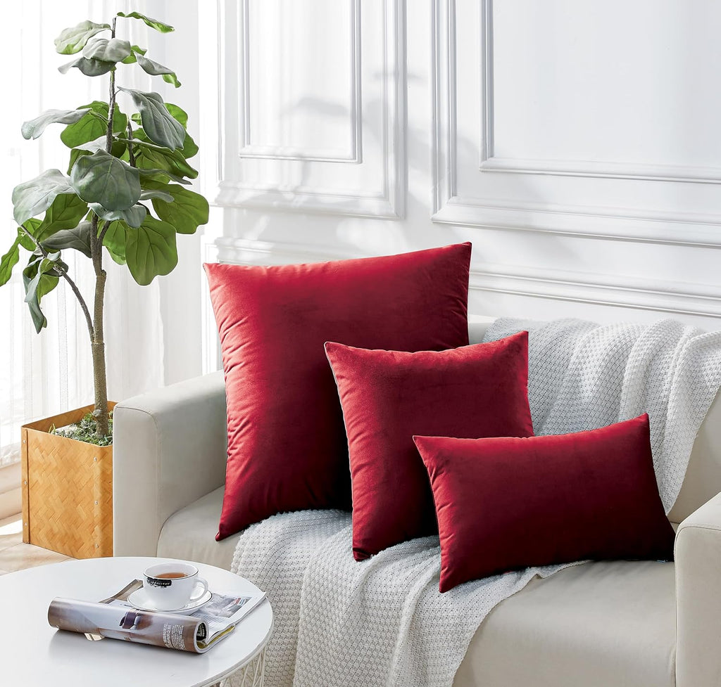 Velvet Cushion Covers - Twin-Pack - Red