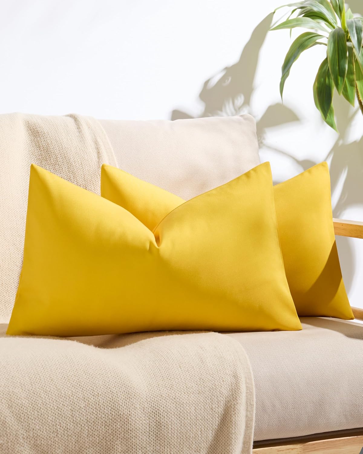 Outdoor Waterproof Cushion Covers - Yellow, 30x50cm