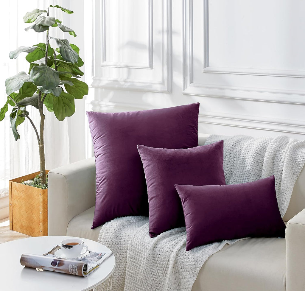Velvet Cushion Covers - Twin-Pack - Plum