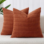 Boho Corduroy Cushion Covers - Twin-Pack - Rust - 45cm x 45cm