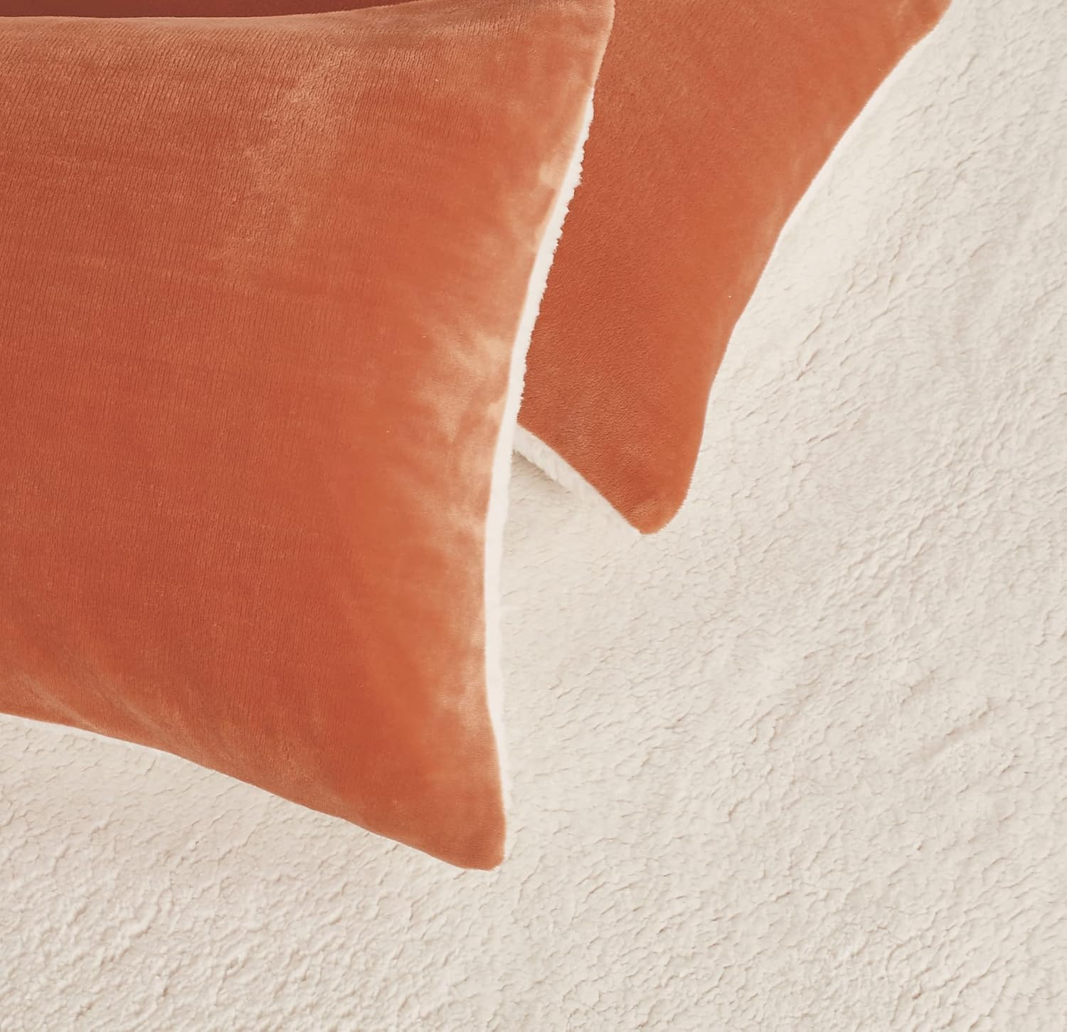 Teddy Sherpa European Pillowcases - Twin-Pack - Terracotta - 65cm x 65cm
