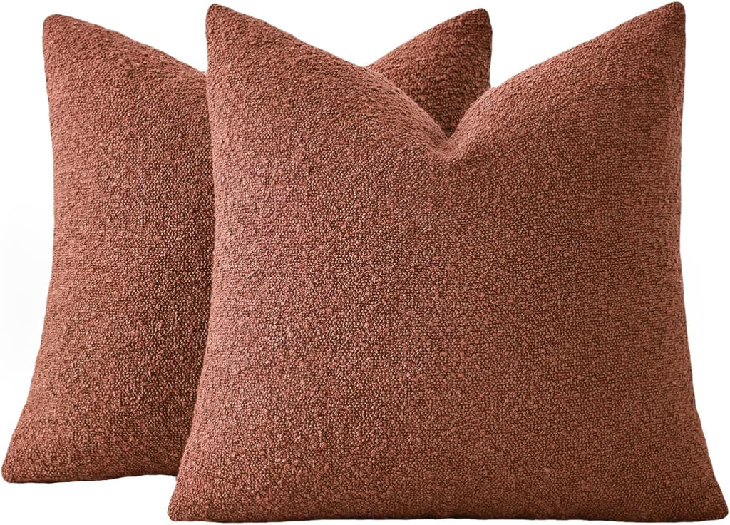 Boucle European Pillowcases - Brick - Twin Pack