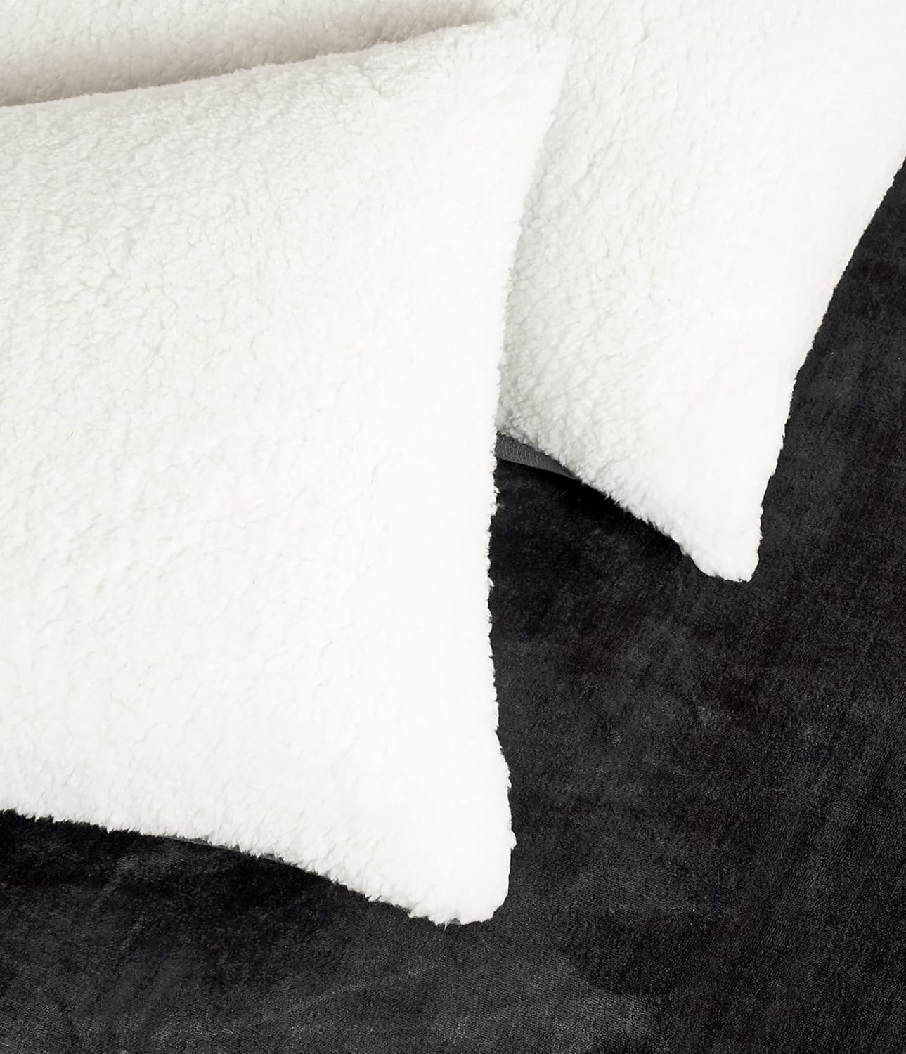 Teddy Sherpa European Pillowcases - Twin-Pack - Charcoal - 65cm x 65cm