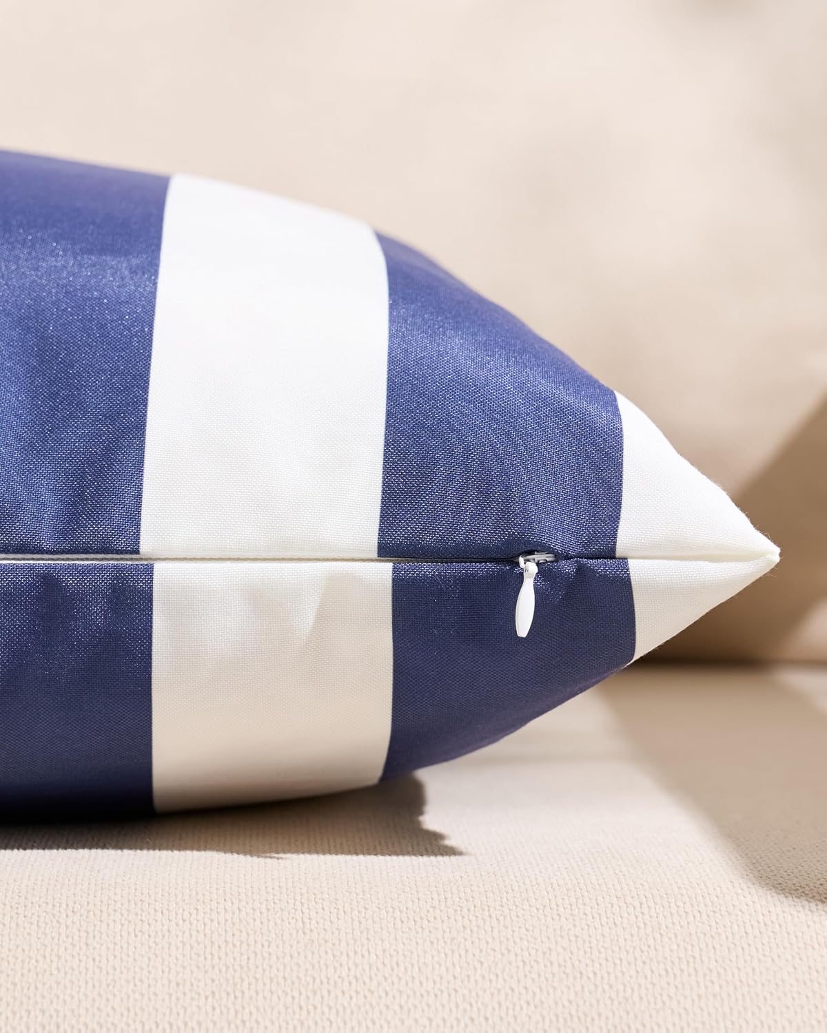 Striped Outdoor Waterproof Cushion Covers Navy Blue 45x45cm