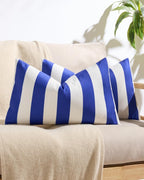 Striped Outdoor Waterproof Cushion Covers Royal Blue 30x50cm