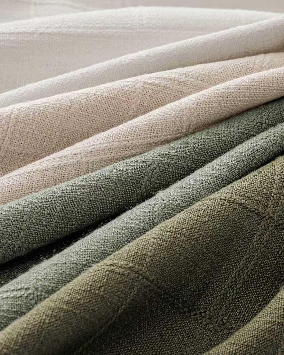 Linen-Look Cushion Covers - Pack of 4 - Green Neutrals, 30cm x 50cm