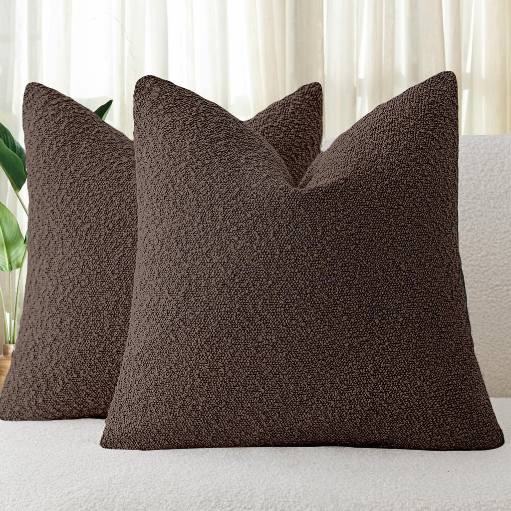 Boucle European Pillowcases - Brown - Twin Pack