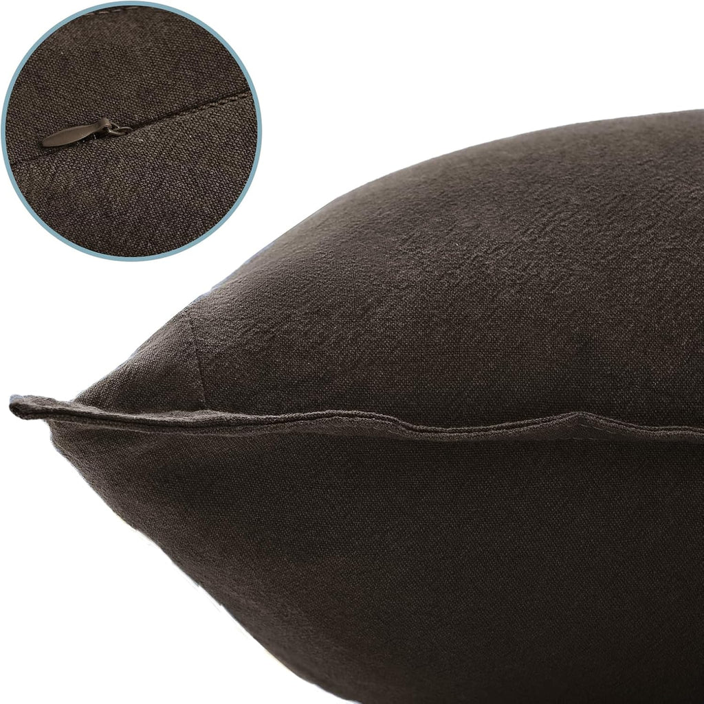 Linen & Cotton Blend Cushion Covers - Twin-Pack - Dark Brown