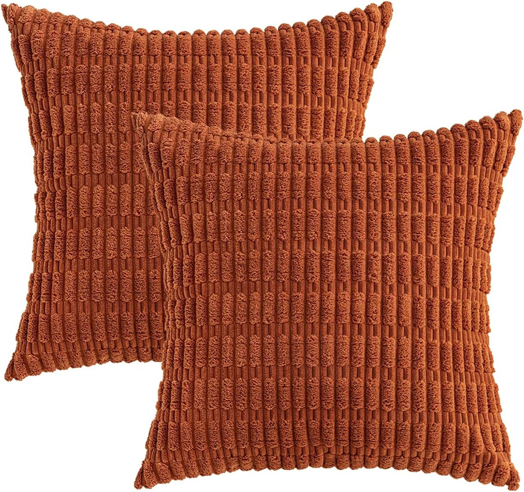 Boho Corduroy Cushion Covers - Twin-Pack - Rust - 45cm x 45cm