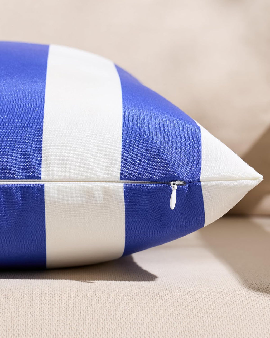 Striped Outdoor Waterproof Cushion Covers Royal Blue 30x50cm