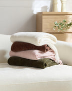 Chenille Knitted Throw - Pink, 130x170cm