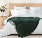 Micro Plush Knitted Woven Throw Blanket - Forest