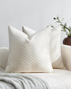 Chenille Waffle Cushion Covers - Twin-Pack - Oatmeal, 45cm x 45cm