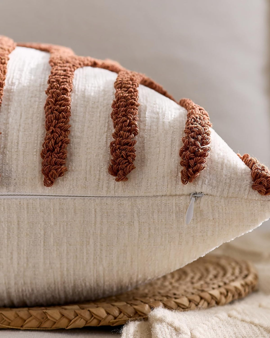 Tufted Arch Cushion Covers - Twin-Pack - Terracotta, 45cm x 45cm