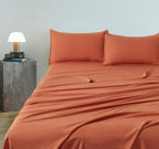 Vintage Washed Microfibre Sheet Set with Pillowcases - Terracotta