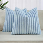 Faux Fur Cushion Covers - Twin-Pack - Sky - 45cm x 45cm