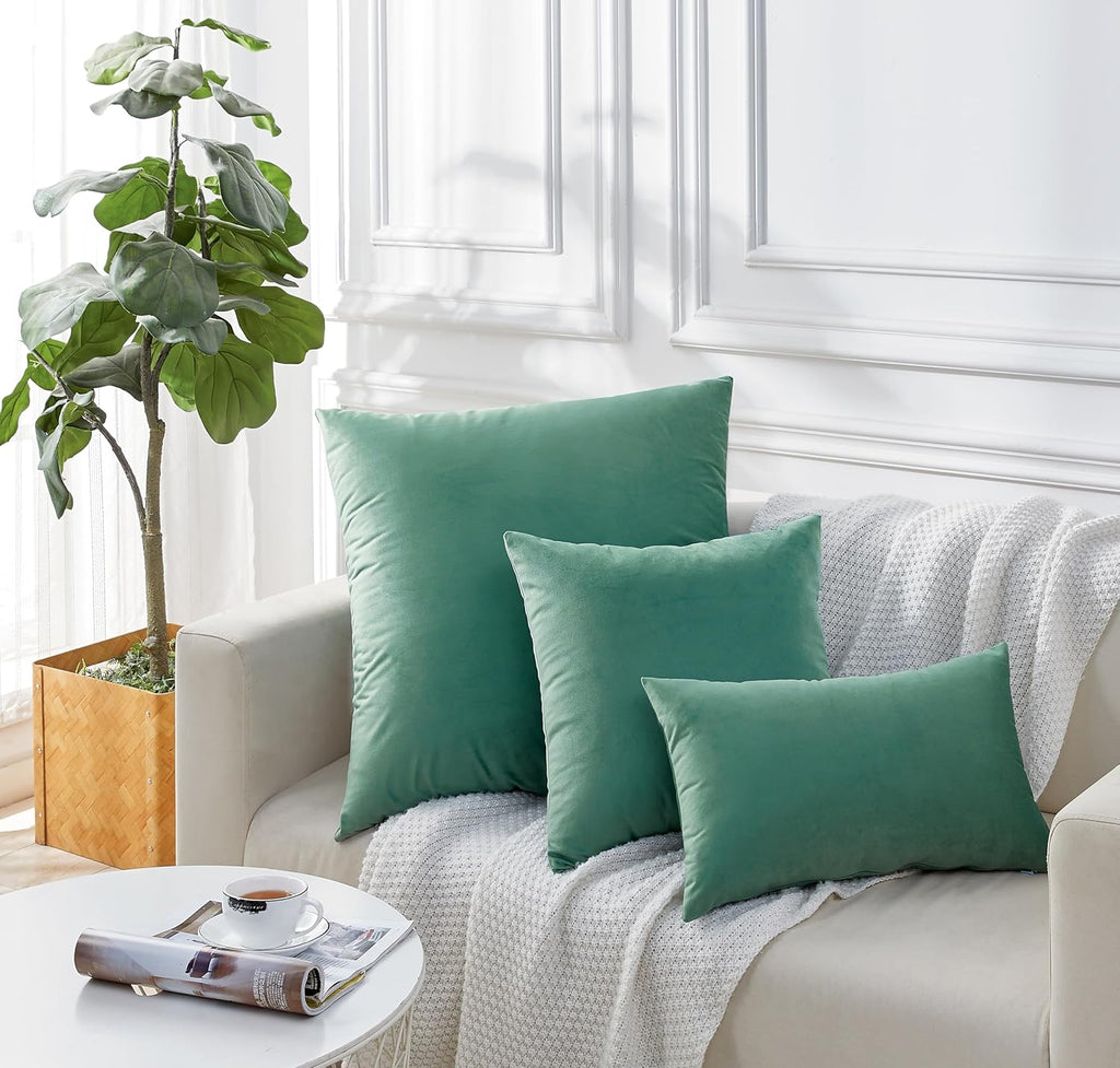 Velvet Cushion Covers - Twin-Pack - Sage