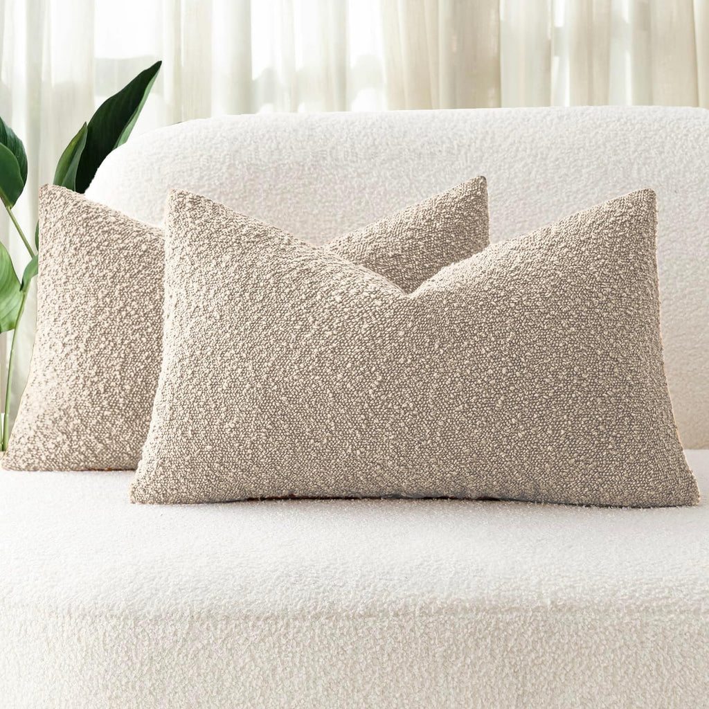 Bouclé Cushion Covers - Twin-Pack - Oatmeal - 30cm x 50cm