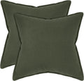 Linen-Cotton European Pillowcases - Soft & Breathable with Hidden Zipper Design - Khaki Green, 65x65cm