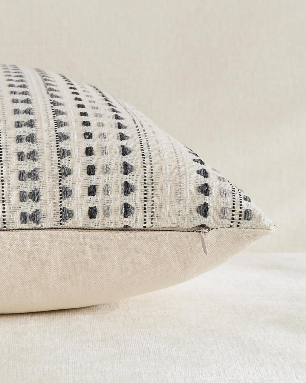 Bohemian Dot Woven Cushion Covers - Twin-Pack - Grey, 30cm x 50cm