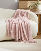 Chenille Knitted Throw - Pink, 130x170cm