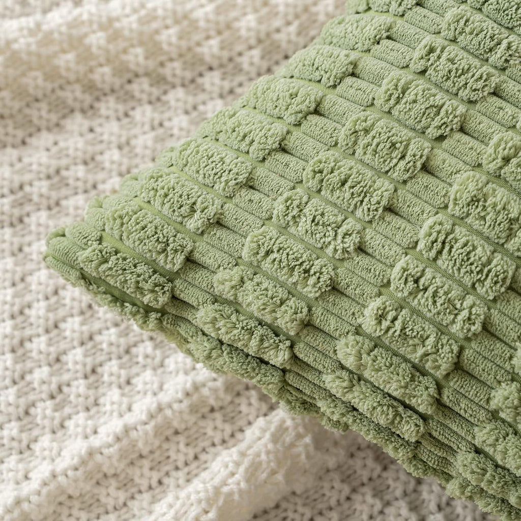 Boho Corduroy Cushion Covers - Twin-Pack - Sage - 45cm x 45cm