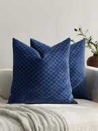 Chenille Waffle Cushion Covers - Twin-Pack - Navy Blue, 45cm x 45cm