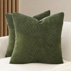 Corduroy Windmill-Inspired Cushion Covers - Twin-Pack - Olive Green - 45cm x 45cm