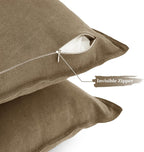 Linen-Cotton European Pillowcases - Soft & Breathable with Hidden Zipper Design - Tan, 65x65cm