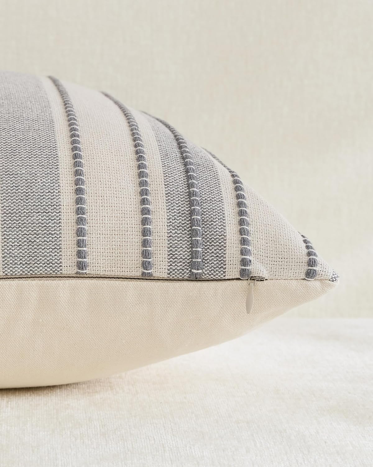 Heritage Linear Woven Cushion Covers - Twin-Pack - Light Grey, 45cm x 45cm