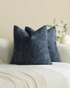 Chenille Grid Cushion Covers - Pack of 2 - Midnight, 50cm x 50cm