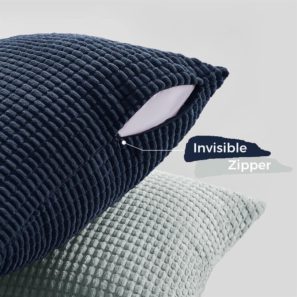 Corduroy Corn Grain Cushion Covers - Pack of 4 Mix of Blue Shades - 30cm x 50cm
