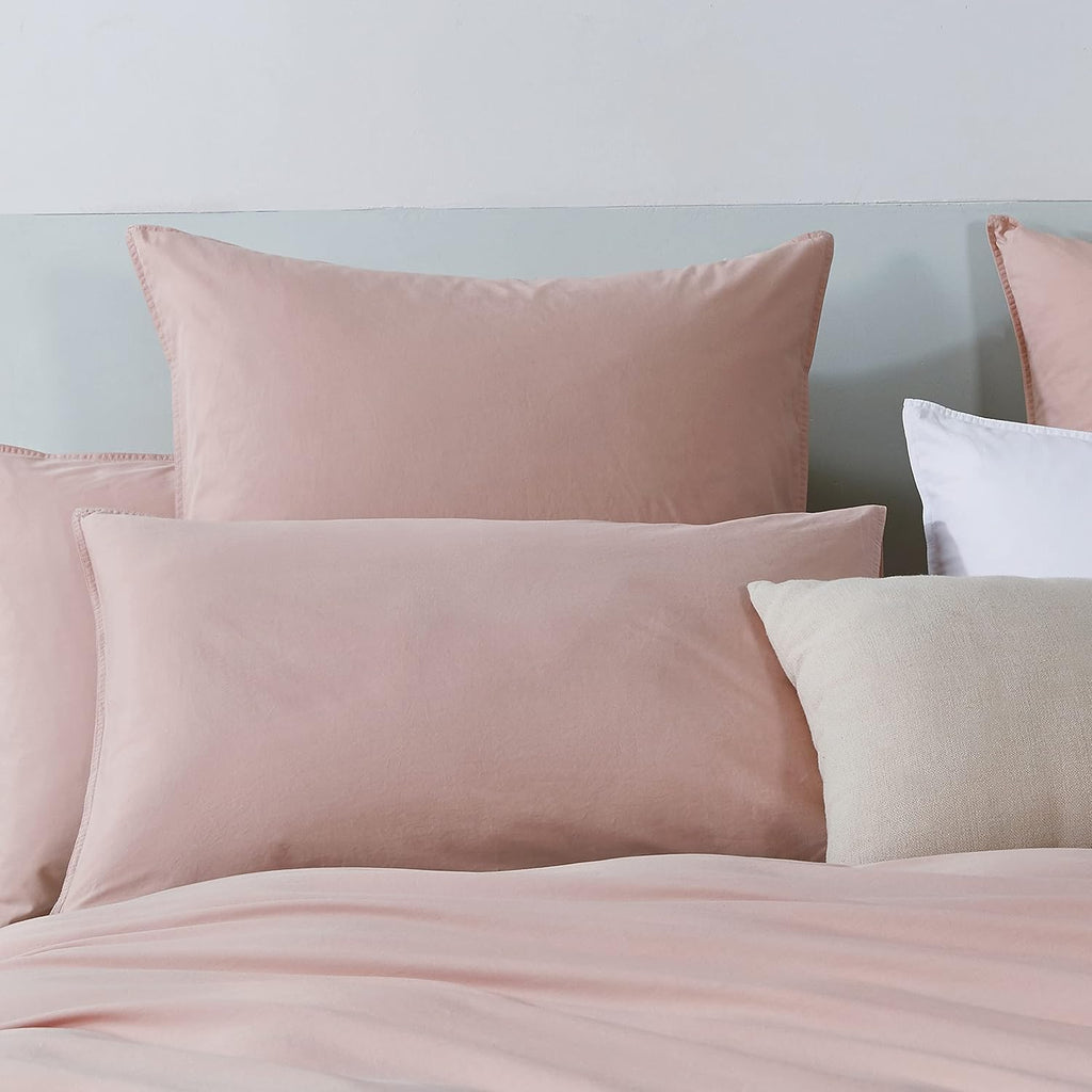 Vintage Washed Cotton Standard Pillowcases - Twin-Pack - Pink