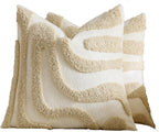 Tufted Wave Cushion Covers Set of 2, Beige, 45 x 45 cm