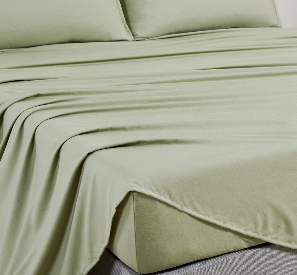 Vintage Washed Microfibre Sheet Set with Pillowcases - Eucalypt