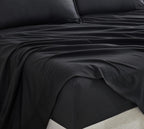 Vintage Washed Microfibre Sheet Set with Pillowcases - Black