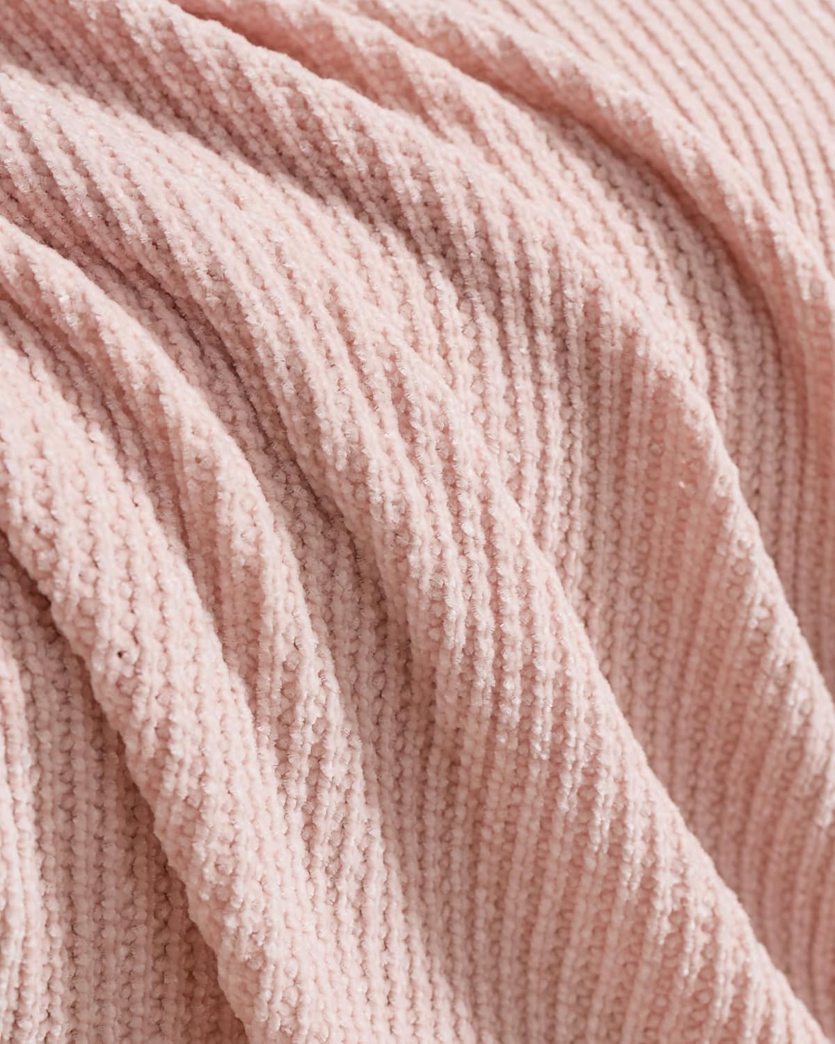 Chenille Knitted Throw - Pink, 130x170cm
