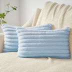 Faux Fur Cushion Covers - Twin-Pack - Sky - 30cm x 50cm