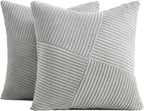 Corduroy Windmill-Inspired Cushion Covers - Twin-Pack - Light Grey - 45cm x 45cm