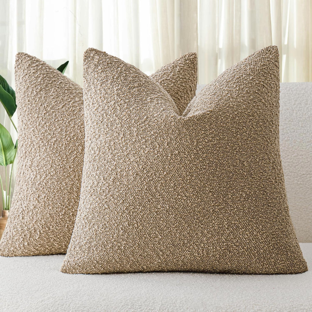 Bouclé Cushion Covers - Twin-Pack - Camel - 45cm x 45cm