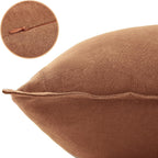Linen-Cotton European Pillowcases - Soft & Breathable with Hidden Zipper Design - Terracotta, 65x65cm