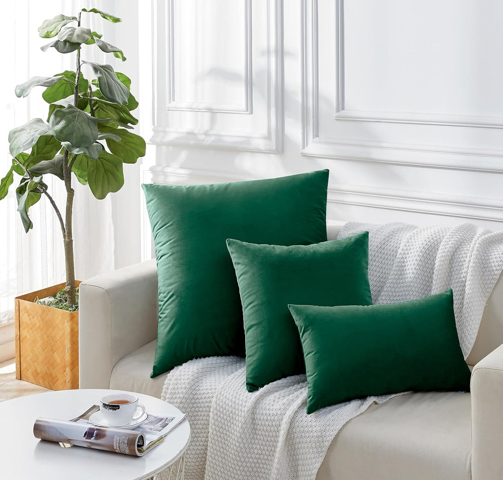 Velvet Cushion Covers - Twin-Pack - Emerald Green