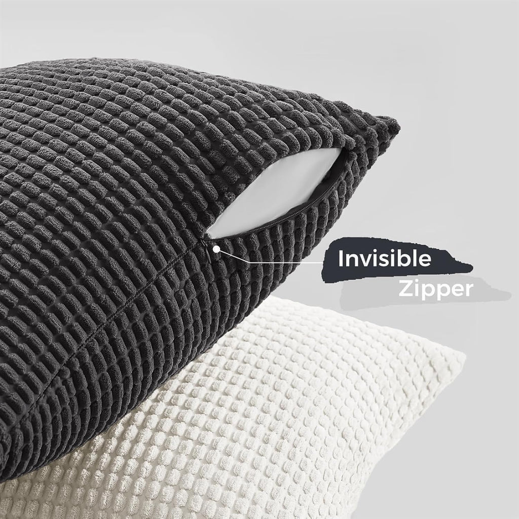 Corduroy Corn Grain Cushion Covers - Pack of 4 Mix of Grey Shades - 30cm x 50cm