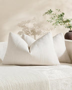 Linen Blend Striped Cushion Covers, Set of 2, Snow, 30x50cm