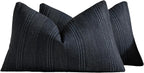 Linen Blend Striped Cushion Covers, Set of 2, Blue, 30x50cm