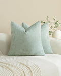 Chenille Grid Cushion Covers - Pack of 2 - Sage, 45cm x 45cm